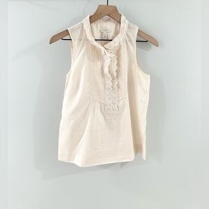 J. Crew Ruffle Pintuck Blouse Beige Size 4